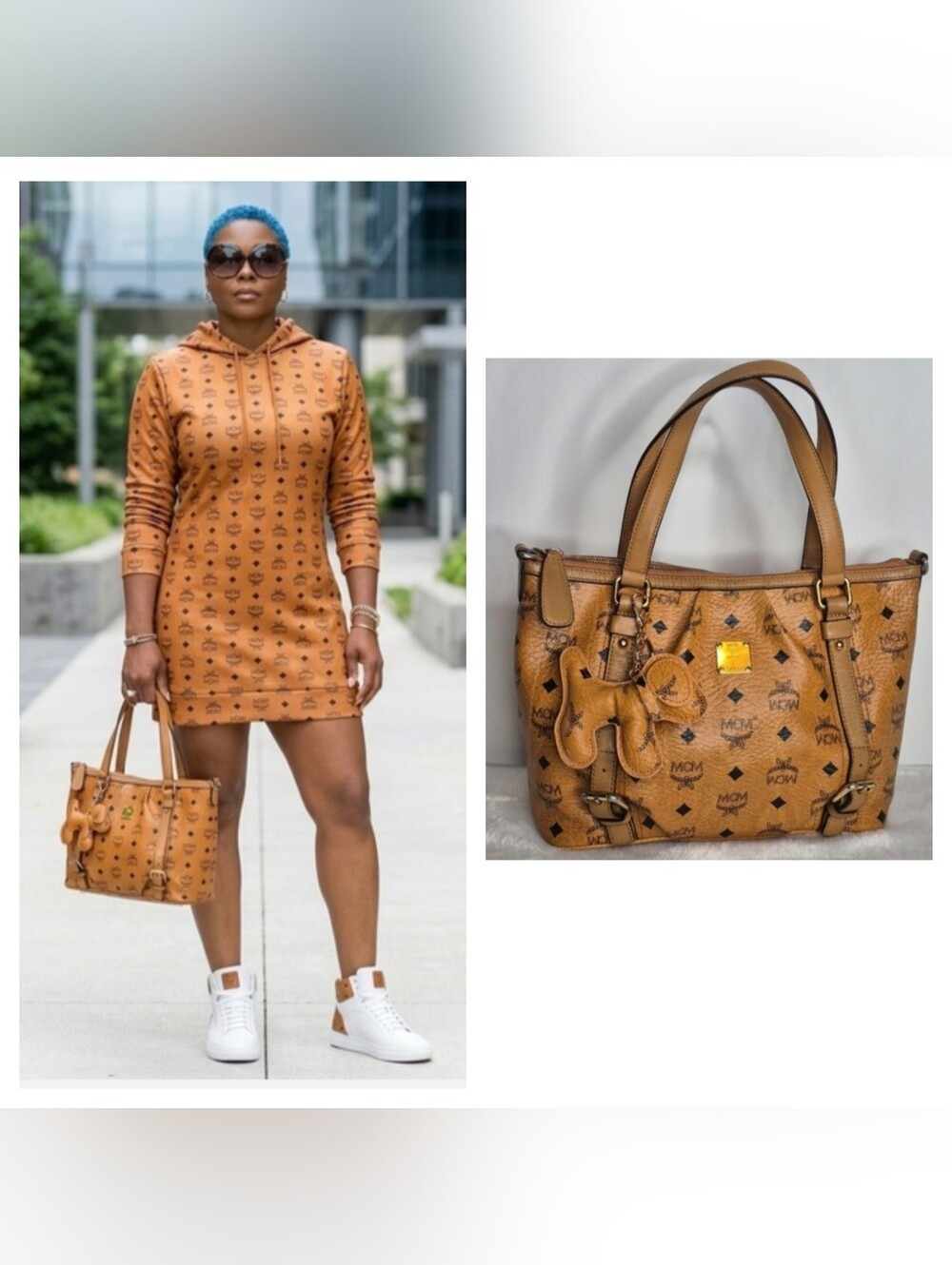 MCM Cognac Visetos Tote Bag